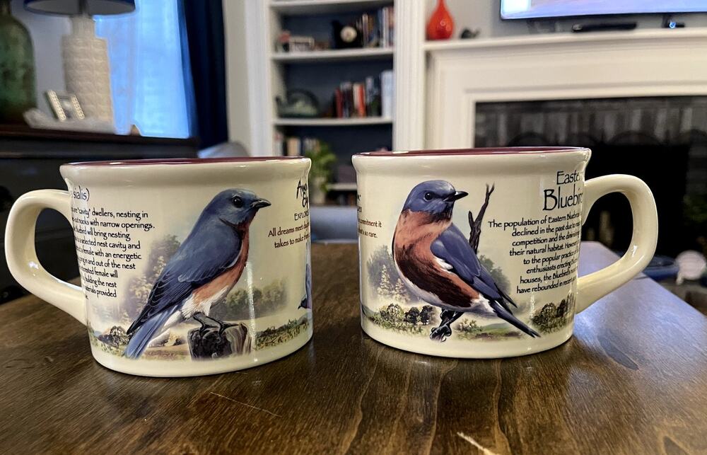 2 Eastern Bluebird Coffee Cups Mugs Collectible American Expedition Wild Birds